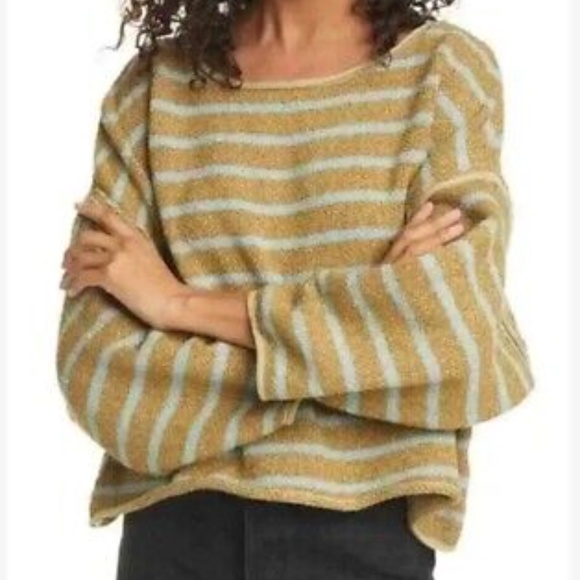 Free People Sweaters - Free People Bardot Oversized Green/Aqua Drop Sleeve Sweater XS